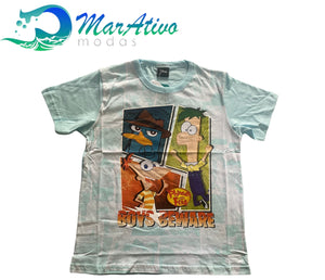 Camiseta manga curta infantil Phineas and Ferb