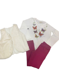 Conjunto blusa manga longa/colete e calça